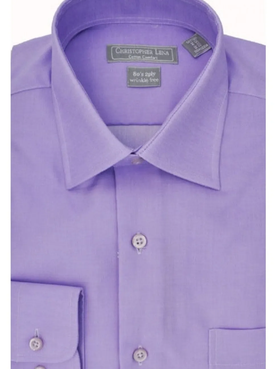 Mens Lavender Purple Spread Collar Wrinkle Free 80s 2ply Cotton Dress Shirt