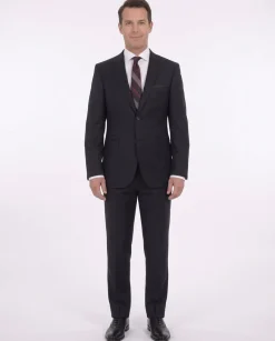Men's Levinas Solid Navy Blue Half Canvassed Wool Cashmere 2 Piece Men's Suit