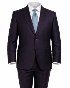 Mens Mazara Portly Fit Solid Navy Blue Two Button Wool Suit