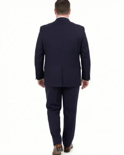 Mens Mazara Portly Fit Solid Navy Blue Two Button Wool Suit