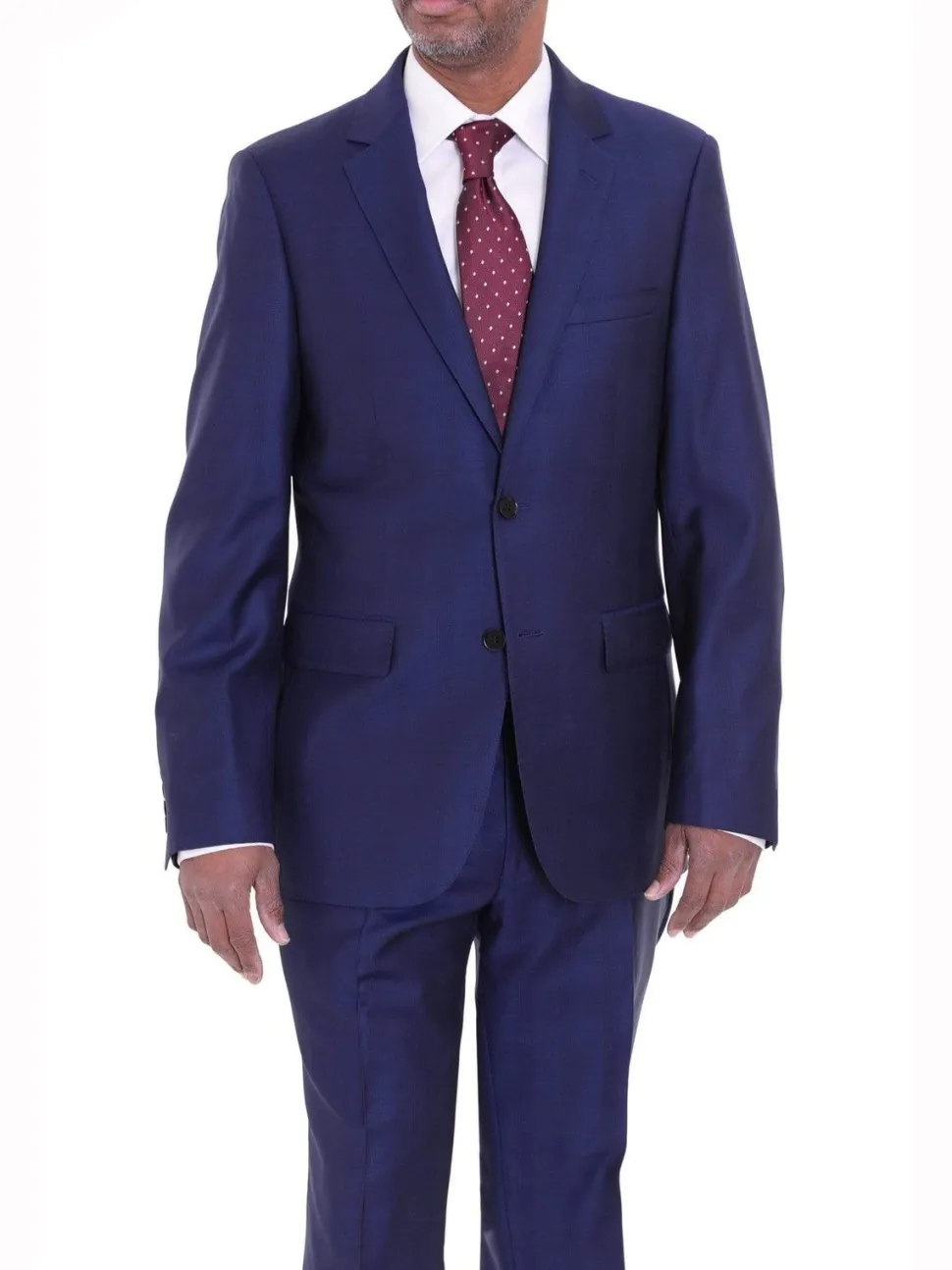 Mens Modern Fit Blue Glen Plaid Two Button Wool Suit