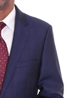 Mens Modern Fit Blue Glen Plaid Two Button Wool Suit