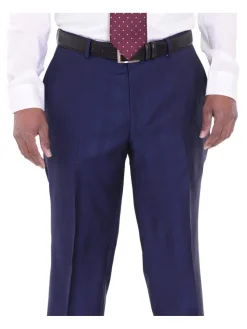 Mens Modern Fit Blue Glen Plaid Two Button Wool Suit
