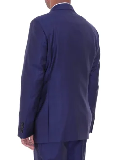 Mens Modern Fit Blue Glen Plaid Two Button Wool Suit