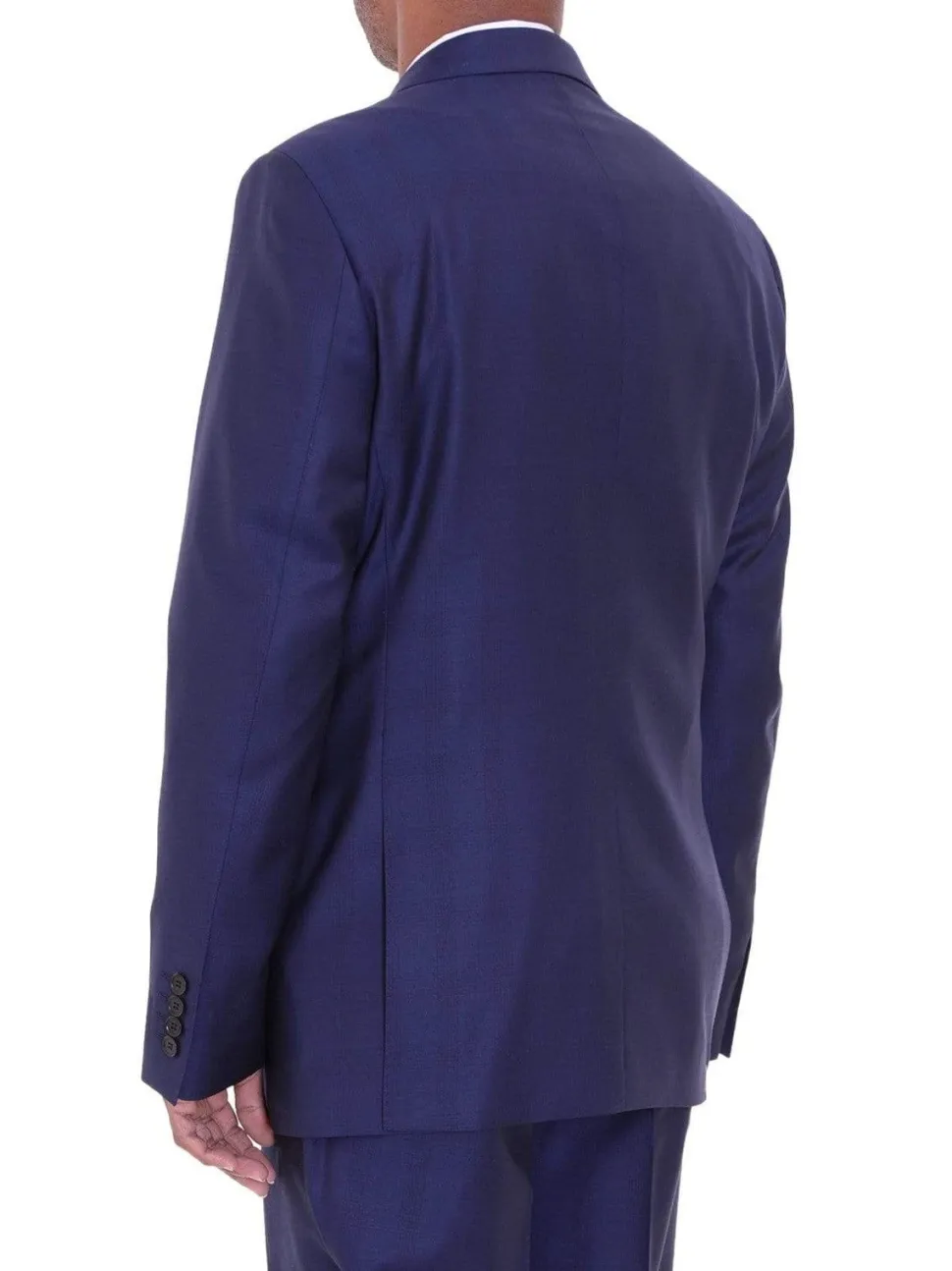 Mens Modern Fit Blue Glen Plaid Two Button Wool Suit