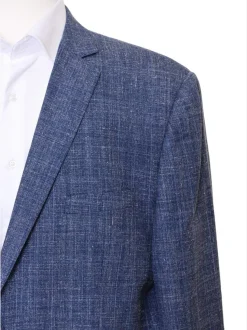 Mens Modern Fit Blue Textured Two Button Wool Blazer Sportcoat