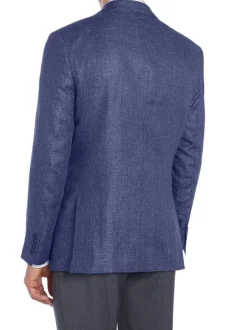 Mens Modern Fit Blue Textured Two Button Wool Blazer Sportcoat