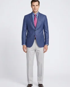 Mens Modern Fit Blue Textured Two Button Wool Blazer Sportcoat