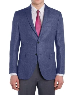 Mens Modern Fit Blue Textured Two Button Wool Blazer Sportcoat