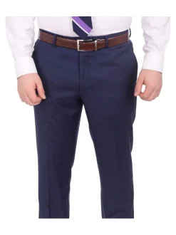 Mens Modern Fit Blue Textured Two Button Wool Suit