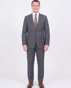 Mens Modern Fit Heather Gray Two Button Wool Blend Suit