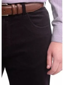 Mens Modern Fit Solid Purple Corduroy Five Pocket Cotton Jean Pants