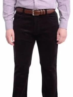 Mens Modern Fit Solid Purple Corduroy Five Pocket Cotton Jean Pants