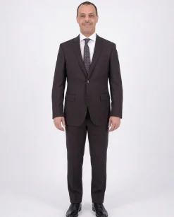 Mens Napoli Black Pinstriped Half Canvassed Tallia Delfino Wool Suit