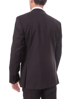 Mens Napoli Black Pinstriped Half Canvassed Tallia Delfino Wool Suit