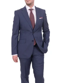 Mens Napoli Classic Fit Blue Half Canvassed Italian Marzotto Wool 2 Button Suit