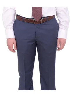 Mens Napoli Classic Fit Blue Half Canvassed Italian Marzotto Wool 2 Button Suit