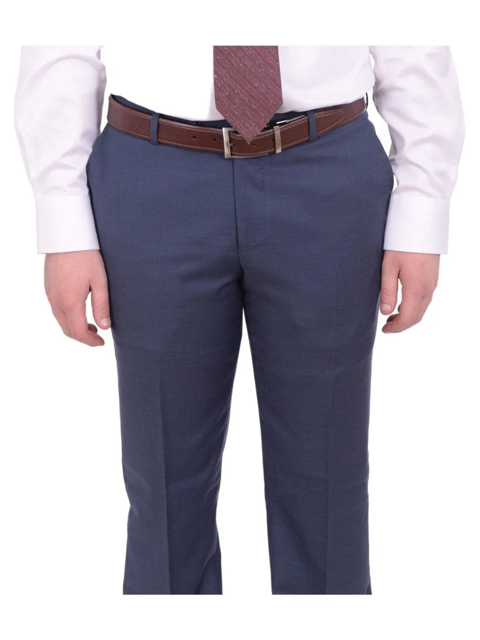 Mens Napoli Classic Fit Blue Half Canvassed Italian Marzotto Wool 2 Button Suit