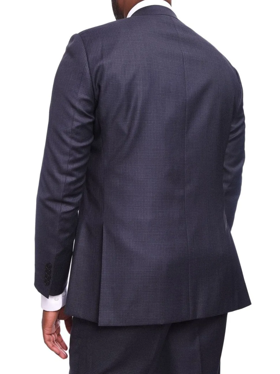 Men's Napoli Classic Fit Blue Plaid 2 Button 100% Italian Loro Piana Wool Suit