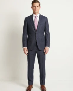 Men's Napoli Classic Fit Blue Plaid 2 Button 100% Italian Loro Piana Wool Suit