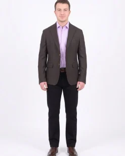 Mens Napoli Extra Slim Fit Brown Heather Unlined Half Canvassed Wool Sportcoat