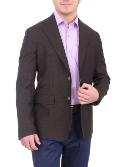 Mens Napoli Extra Slim Fit Brown Heather Unlined Half Canvassed Wool Sportcoat