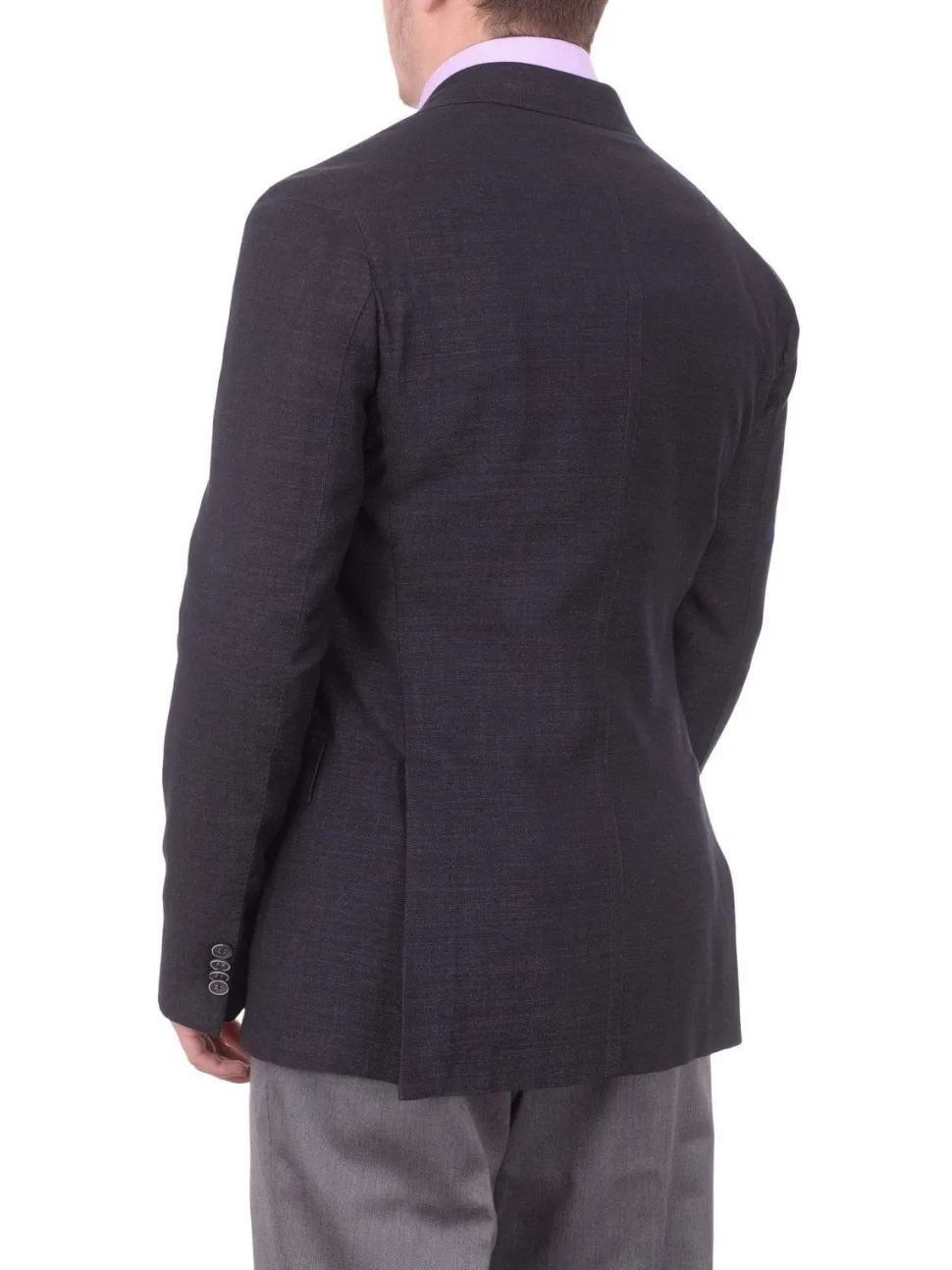 Mens Napoli Extra Slim Fit Navy Heather Unlined Wool Blazer Sportcoat