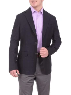 Mens Napoli Extra Slim Fit Navy Heather Unlined Wool Blazer Sportcoat