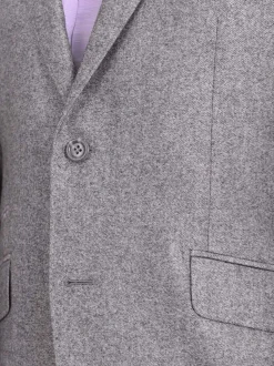 Mens Napoli Gray Sharkskin Half Canvassed Wool Silk Blend Blazer Sportcoat