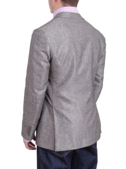Mens Napoli Gray Sharkskin Half Canvassed Wool Silk Blend Blazer Sportcoat