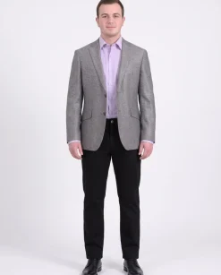 Mens Napoli Gray Sharkskin Half Canvassed Wool Silk Blend Blazer Sportcoat