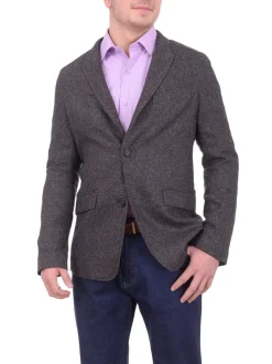 Mens Napoli Gray Textured Half Canvassed Wool Blazer Sportcoat With Peak Lapels
