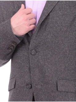 Mens Napoli Gray Textured Half Canvassed Wool Blazer Sportcoat With Peak Lapels