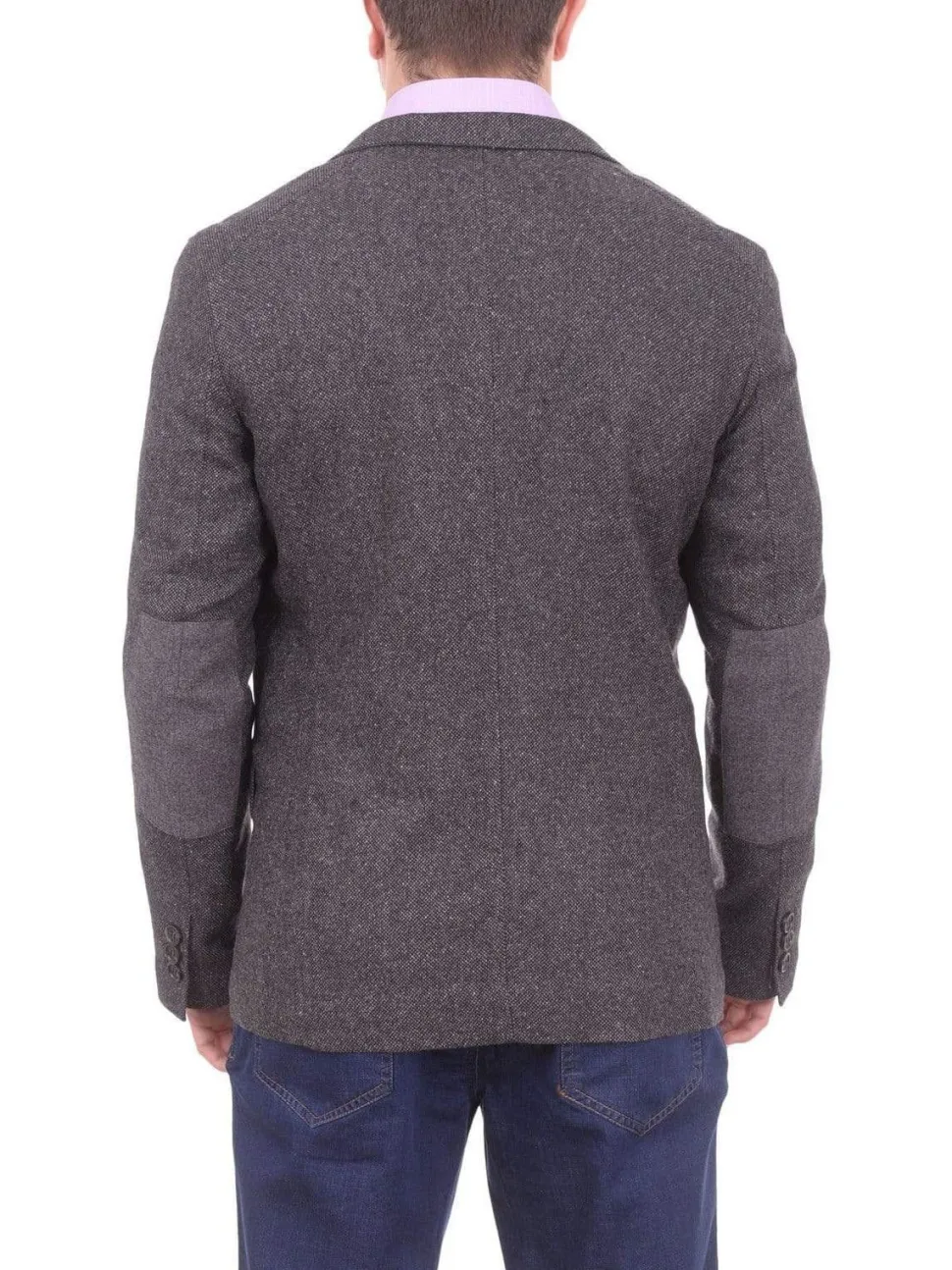 Mens Napoli Gray Textured Half Canvassed Wool Blazer Sportcoat With Peak Lapels