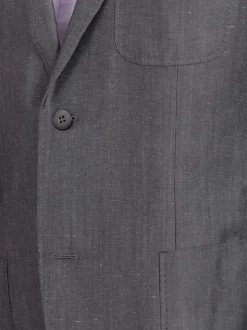 Mens Napoli Heather Gray Half Lined Half Canvassed Linen Wool Blazer Sportcoat