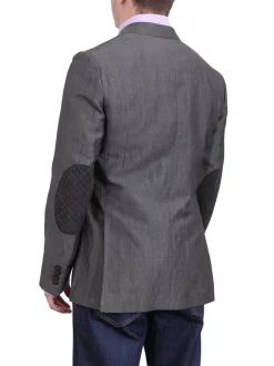 Mens Napoli Heather Gray Half Lined Half Canvassed Linen Wool Blazer Sportcoat