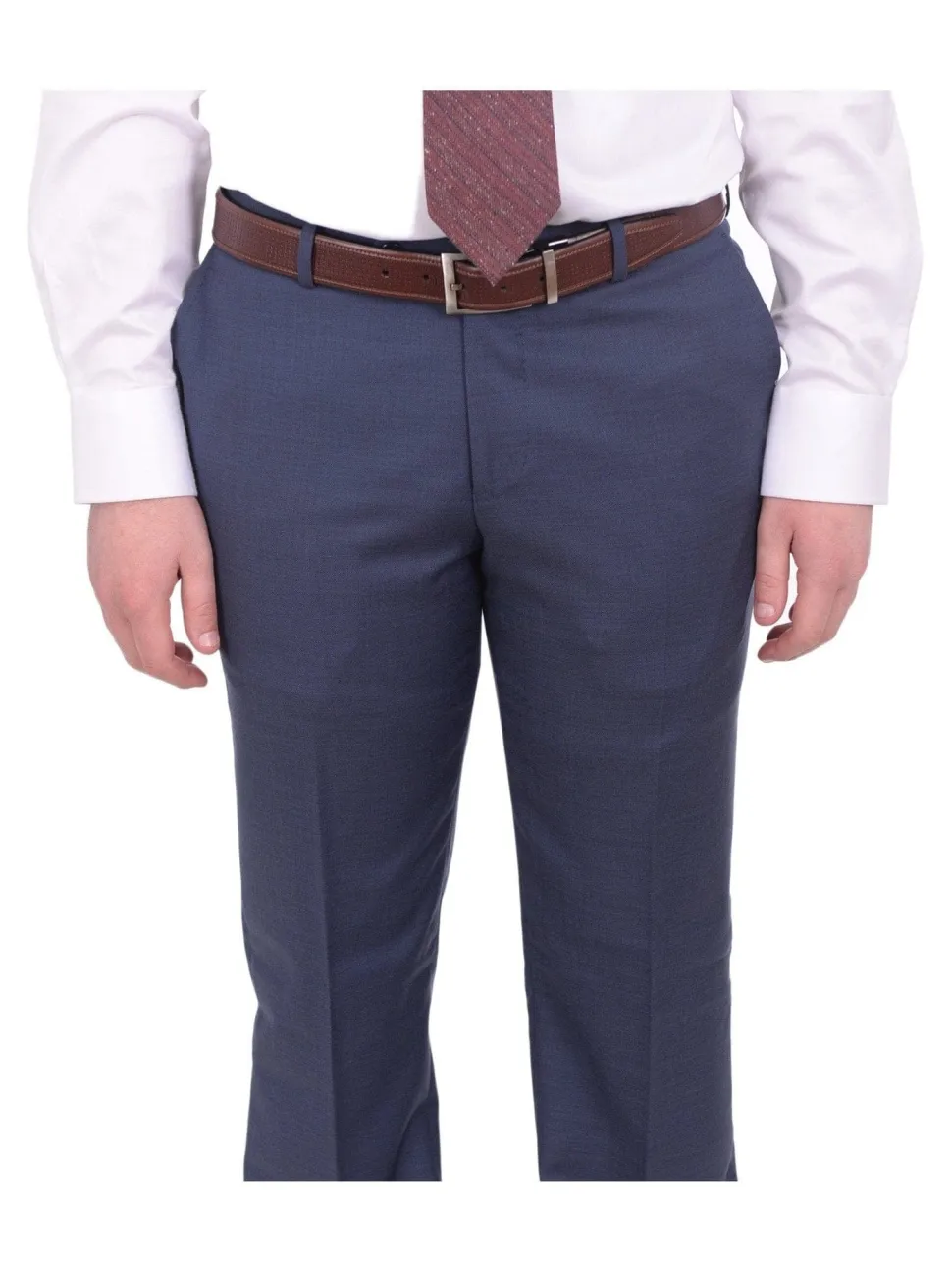 Mens Napoli Slim Fit Blue Textured Two Button Half Canvassed Marzotto Wool Suit