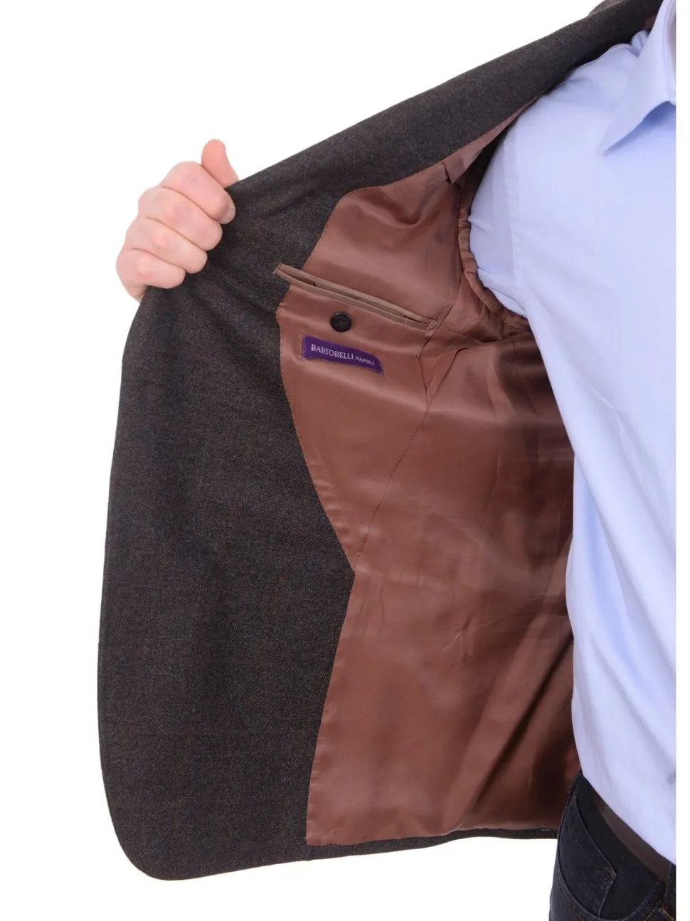 Mens Napoli Slim Fit Brown Textured Half Canvassed Wool Blazer Sportcoat