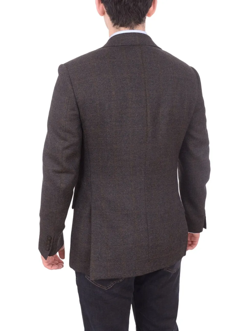 Mens Napoli Slim Fit Brown Textured Half Canvassed Wool Blazer Sportcoat