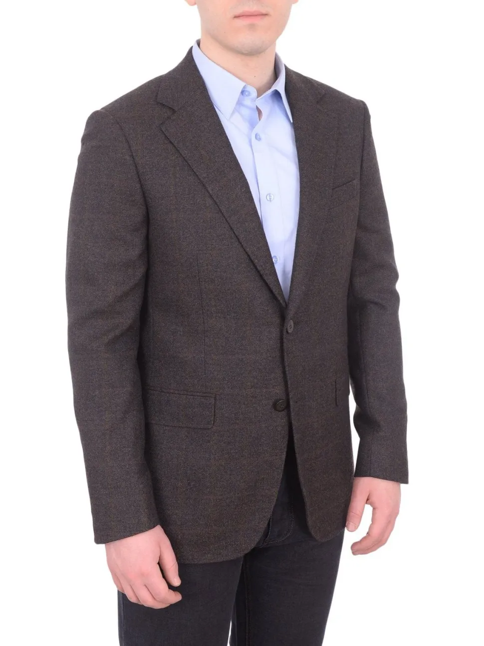 Mens Napoli Slim Fit Brown Textured Half Canvassed Wool Blazer Sportcoat
