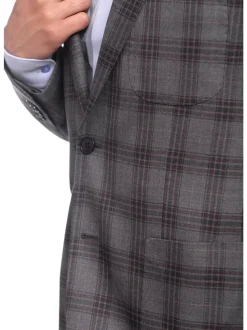 Mens Napoli Slim Fit Charcoal Gray Plaid Half Canvassed Cotton Blazer Sportcoat