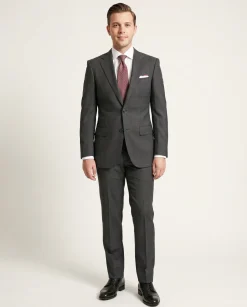 Mens Napoli Slim Fit Gray Glen Plaid Half Canvassed Marzotto Wool Suit