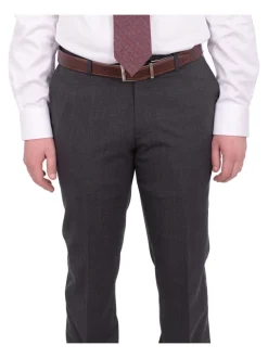 Mens Napoli Slim Fit Gray Glen Plaid Half Canvassed Marzotto Wool Suit