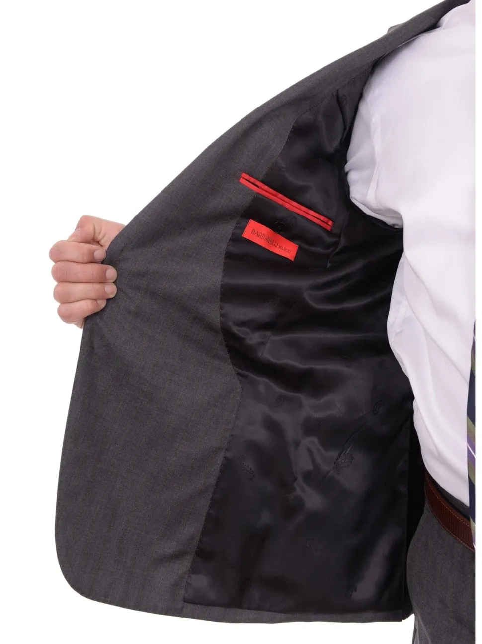 Mens Napoli Slim Fit Heather Gray Half Canvassed Wool Suit Ticket Pocket