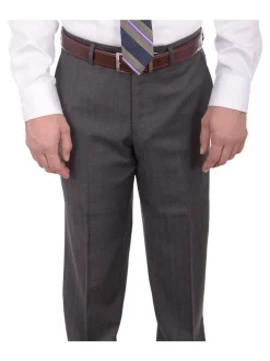 Mens Napoli Slim Fit Heather Gray Half Canvassed Wool Suit Ticket Pocket