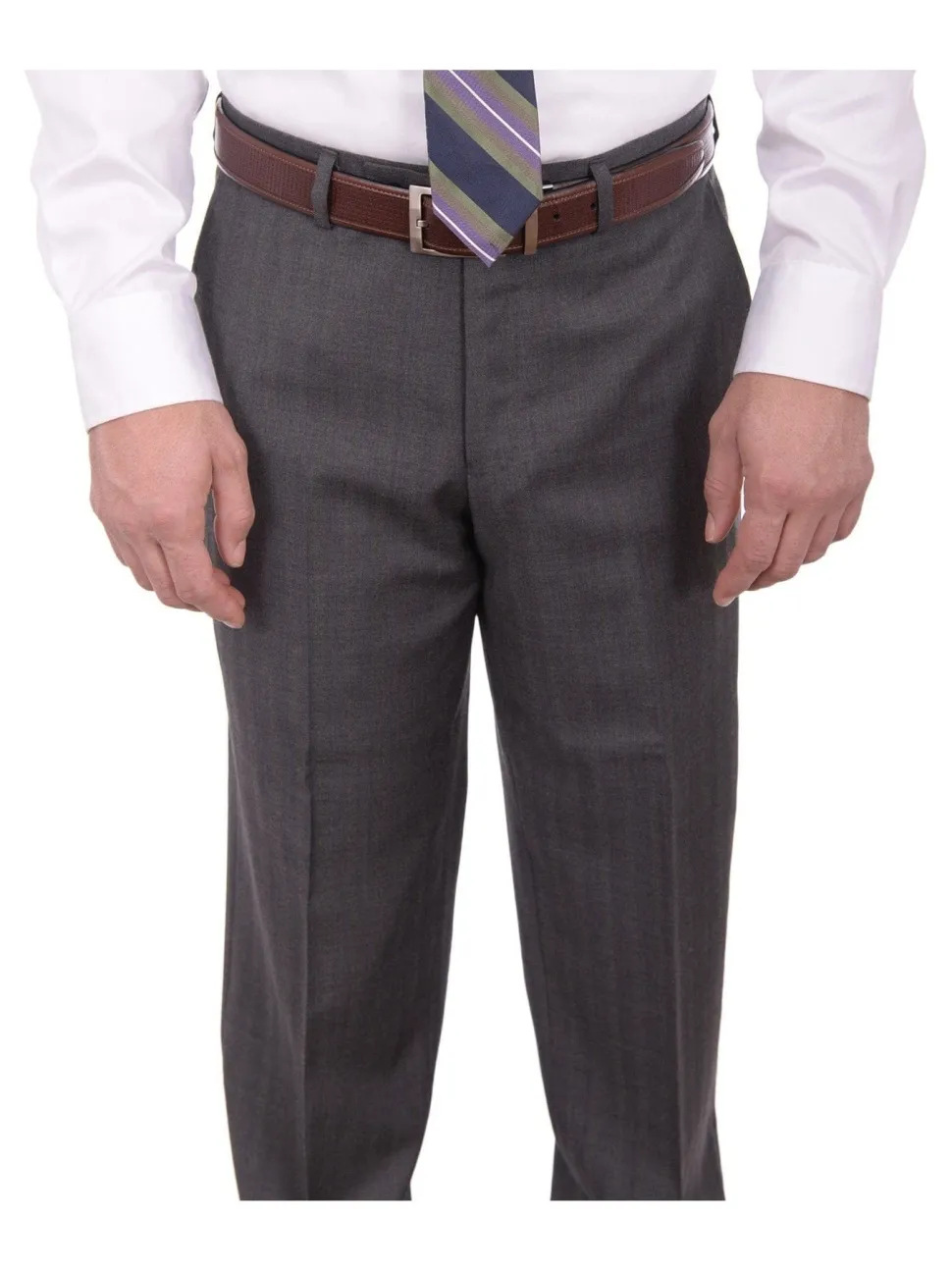 Mens Napoli Slim Fit Heather Gray Half Canvassed Wool Suit Ticket Pocket