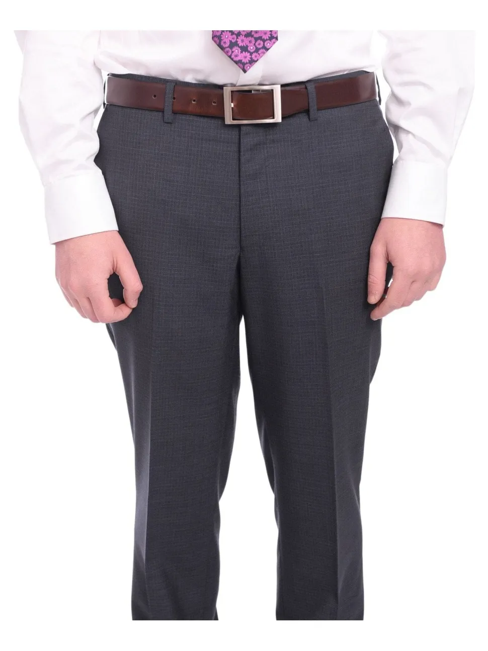 Men's Napoli Slim Fit Navy Blue Check Two Button Half Canvassed 100% Wool Suit