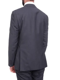Men's Napoli Slim Fit Navy Blue Check Two Button Half Canvassed 100% Wool Suit