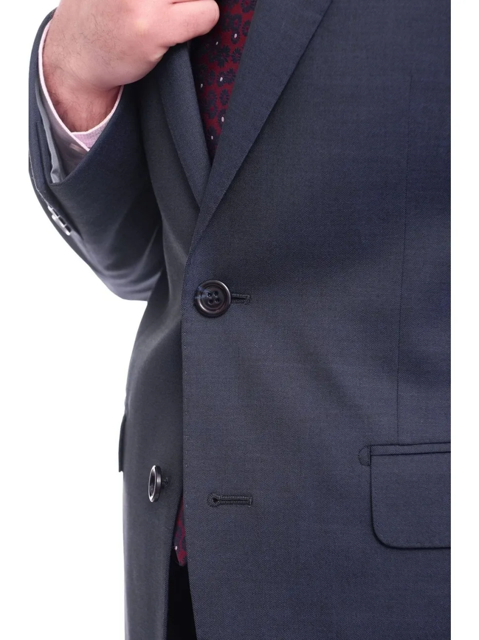 Men's Napoli Slim Fit Solid Blue Two Button Half Canvassed Italian Wool Suit