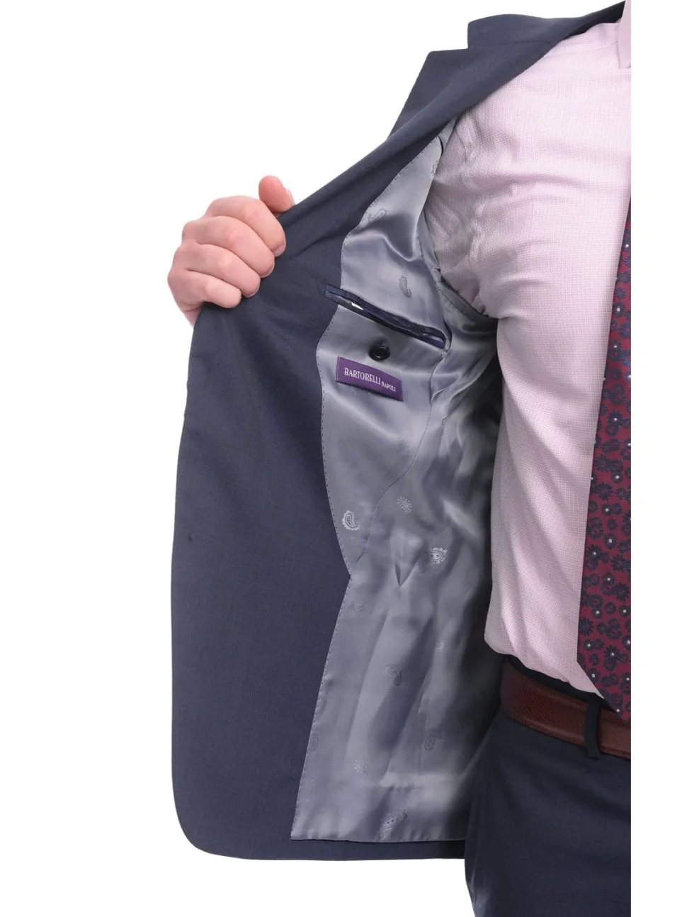 Men's Napoli Slim Fit Solid Blue Two Button Half Canvassed Italian Wool Suit